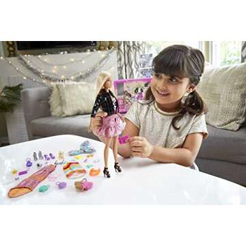 Barbie Advent Calendar with Barbie Doll (12-in), 24 Surprises Including Day-to-Night Trendy Clothing...