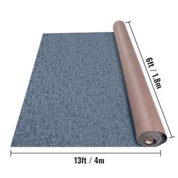 Happybuy Gray Marine Carpet 6 ft x 13.1 ft Boat Carpet Rugs Indoor Outdoor Rugs for Patio Deck Anti-...