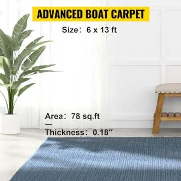 Happybuy Gray Marine Carpet 6 ft x 13.1 ft Boat Carpet Rugs Indoor Outdoor Rugs for Patio Deck Anti-Slide TPR Water-Proof Back Cut Outdoor Marine Carpeting Easy Clean Outdoor Carpet Roll
