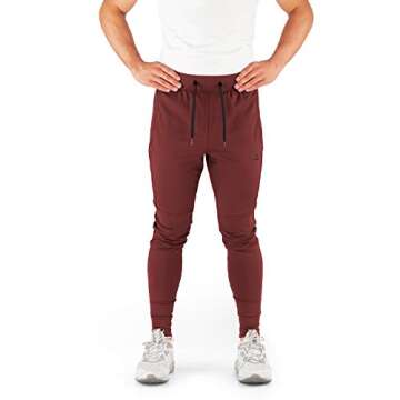 Contour Athletics Men's Joggers (HydraFit) Track Pants Sports Workout Sweatpants with Zipper and Bac...