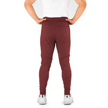 Contour Athletics Men's Joggers (HydraFit) Track Pants Sports Workout Sweatpants with Zipper and Back Pockets CA0003-SM Maroon