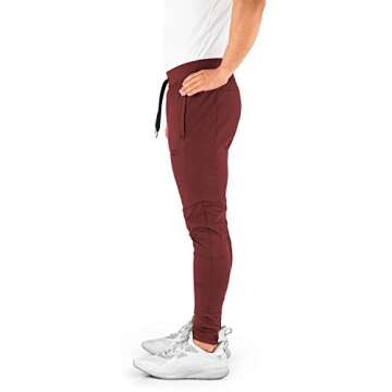 Contour Athletics Men's Joggers (HydraFit) Track Pants Sports Workout Sweatpants with Zipper and Back Pockets CA0003-SM Maroon