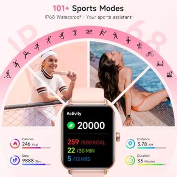 Tensky Smart Watch with Bluetooth, Alexa, & Heart Rate Tracking