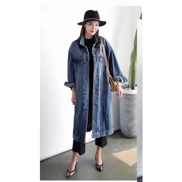 Stylish Plus Size Long Denim Jacket for Women