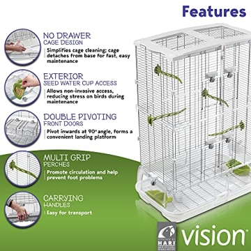 Spacious Vision Bird Cage for Parakeets and Finches
