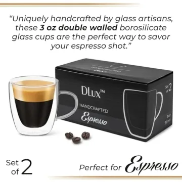 DLux Double Walled Espresso Coffee Cups Set of 2 Clear Glass