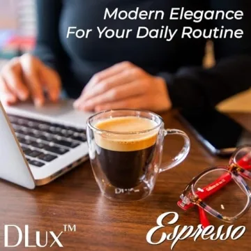 DLux Double Walled Espresso Coffee Cups Set of 2 Clear Glass