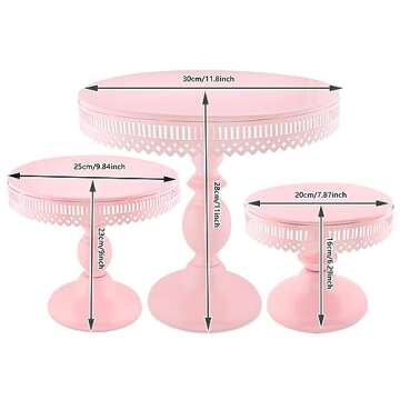3-Set Cake Stand Round Cake Stands for Wedding Event Birthday Party Baby Shower (Pink)