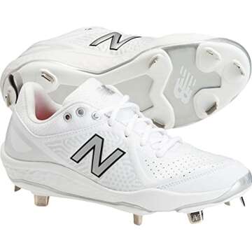 New Balance Women's Fresh Foam Velo V2 Metal Softball Shoe, White/White, 10.5