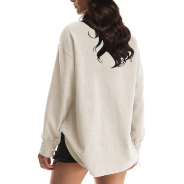 Yanekop Women's Waffle Knit Shacket Stylish Fall Jacket