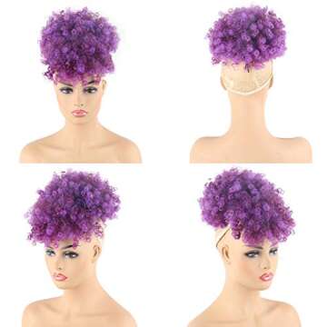 LEOSA Afro Puff Drawstring Ponytail with Bangs for Women