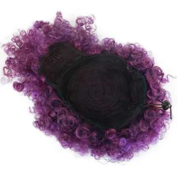 LEOSA Afro Puff Drawstring Ponytail with Bangs for Women