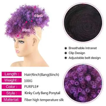 LEOSA Afro Puff Drawstring Ponytail with Bangs for Women