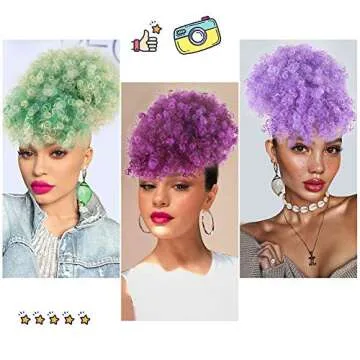 LEOSA Afro Puff Drawstring Ponytail with Bangs for Women