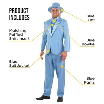 Fun Shack Blue Tuxedo Costume for Men | Nostalgic Halloween Outfit | Sizes M-XL