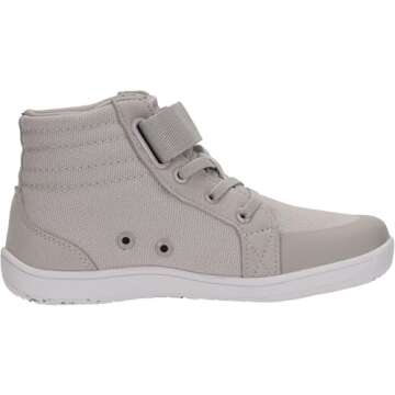 WHITIN Wide Barefoot Shoes for Kids Minimalist Zero Drop Wide Sneakers Boys Girls Size 10.5 Mid Ankle Fashion Canvas Walking Tennis Light Grey 28