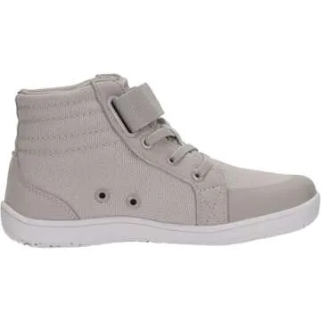 WHITIN Wide Barefoot Shoes for Kids Minimalist Zero Drop Wide Sneakers Boys Girls Size 10.5 Mid Ankle Fashion Canvas Walking Tennis Light Grey 28