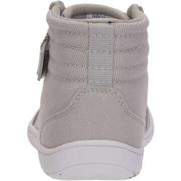 WHITIN Wide Barefoot Shoes for Kids Minimalist Zero Drop Wide Sneakers Boys Girls Size 10.5 Mid Ankle Fashion Canvas Walking Tennis Light Grey 28