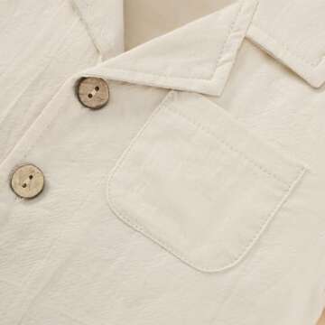 Weixinbuy Baby Boy Clothes Set Toddler Summer Outfit Cotton Linen Short Sleeve T-Shirt Top Pocket Button-Down Shirt Short Set