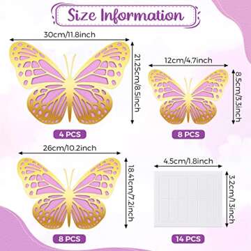 Geosar 3D Large Butterfly Party Decoration - 20 Pcs for Wall Decor