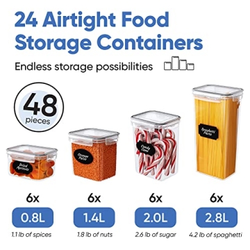 BPA-Free Airtight Food Storage Containers Set - 24 Piece