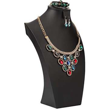 SYYSY Black PU Leather Jewelry Display Bust for Necklaces, Rings, and More