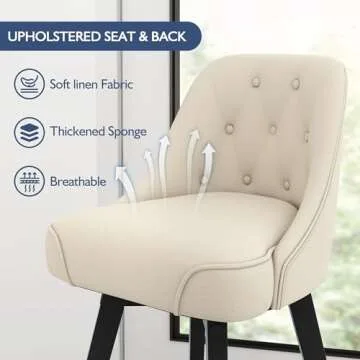 WorthFurni 26" Swivel Bar Stools with Solid Wood Legs