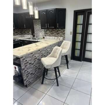 WorthFurni 26" Swivel Bar Stools with Solid Wood Legs