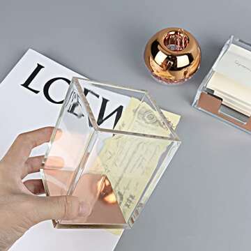 NatSumeBasics Rose Gold Pencil Holder Makeup Brush Holder Clear Acrylic Cosmetic Brushes Storage Pen...