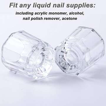 fiezkaa 2pcs Nail Dappen Dish Clear Monomer Liquid Cup, Dampen Dish for Acrylic Nails, Manicure Glass Bowl
