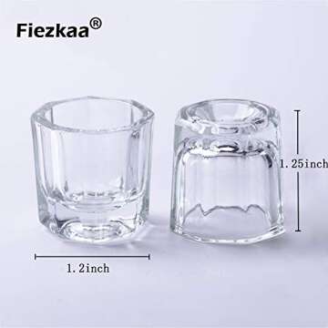 fiezkaa 2pcs Nail Dappen Dish Clear Monomer Liquid Cup, Dampen Dish for Acrylic Nails, Manicure Glass Bowl