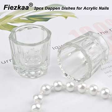 fiezkaa 2pcs Nail Dappen Dish Clear Monomer Liquid Cup, Dampen Dish for Acrylic Nails, Manicure Glass Bowl