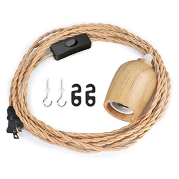 Zevnico 18FT Wood Pendant Light Cord Kit for Stylish DIY Lighting Solutions