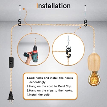 Zevnico Pendant Light Cord Kit, Vintage Swag Lighting