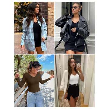 Ekouaer Long Sleeve Shirts for Women Fashion V Neck Basics Tops Lightweight Base Layer Slim Fit Top Navy Blue M