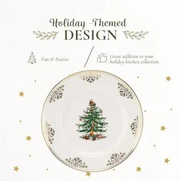 Spode Christmas Tree Gold Dinner Plate Set of 4 - Festive & Durable