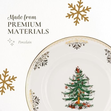 Spode Christmas Tree Gold Dinner Plate Set of 4 - Festive & Durable