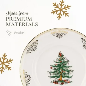 Spode Christmas Tree Gold Dinner Plate Set of 4 - Festive & Durable