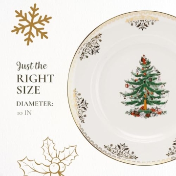 Spode Christmas Tree Gold Dinner Plate Set of 4 - Festive & Durable