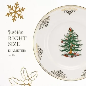 Spode Christmas Tree Gold Dinner Plate Set of 4 - Festive & Durable