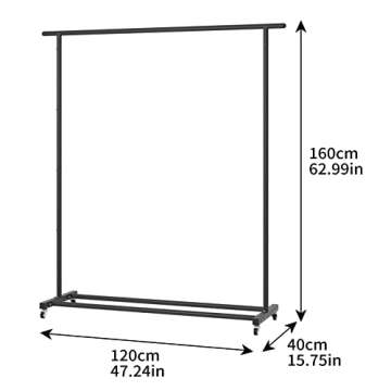 Buzowruil Clothing Clothes Rack Standard Rod Simple Rolling Metal Garment Rack Organizer Freestanding Hanger with Wheels,Black