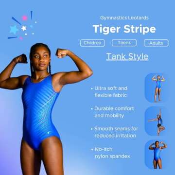 Destira Gymnastics Leotards for Girls, Tiger Stripe, Super Soft Leotards for Women and Girls with Ma...
