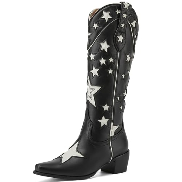 Stylish YIYA Star Cowboy Boots for Women - Chic and Comfy
