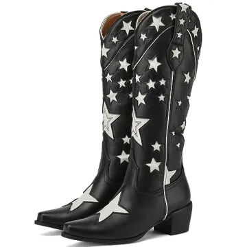 Stylish YIYA Star Cowboy Boots for Women - Chic and Comfy