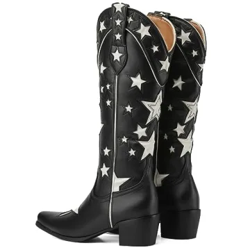 Stylish YIYA Star Cowboy Boots for Women - Chic and Comfy