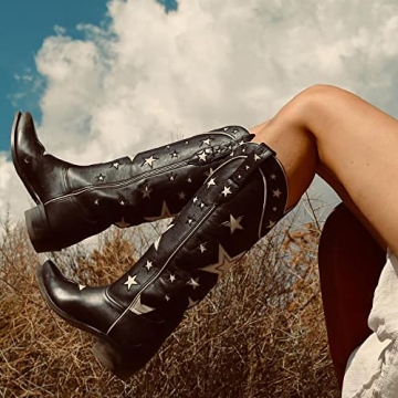 Stylish YIYA Star Cowboy Boots for Women - Chic and Comfy