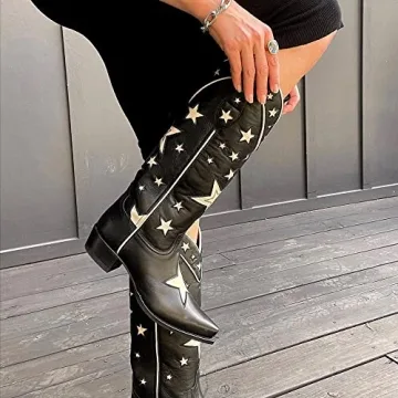 Stylish YIYA Star Cowboy Boots for Women - Chic and Comfy