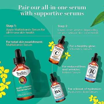 TruSkin Facial Serum with 11 Plant-Derived Vitamins & Minerals for Radiant, Healthy-Looking Skin – Powerful Antioxidants and Nourishing Vitamins for Skin Nutrition, 1 fl oz
