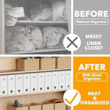 SpaceAid 10 Pack Bed Sheet Organizers and Storage, Foldable Sheet Organizer for Linen Closet, Sheets Set Folder Keeper with Window XL (Queen & King Size) Organizing Bedding Container, White