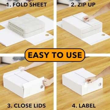 SpaceAid 10 Pack Bed Sheet Organizers and Storage, Foldable Sheet Organizer for Linen Closet, Sheets Set Folder Keeper with Window XL (Queen & King Size) Organizing Bedding Container, White